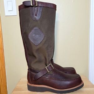 Chippewa Cutter 17" Snake Boots Moc Toe Goaky Brown Leather 23923 Men's 10.5